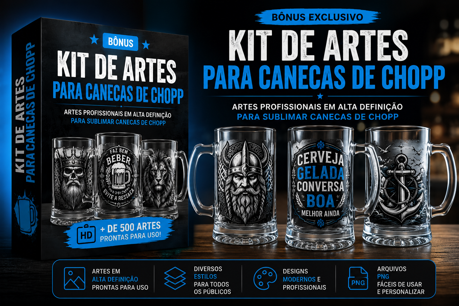 Prévia do bônus Kit de Artes para Canecas de Chopp